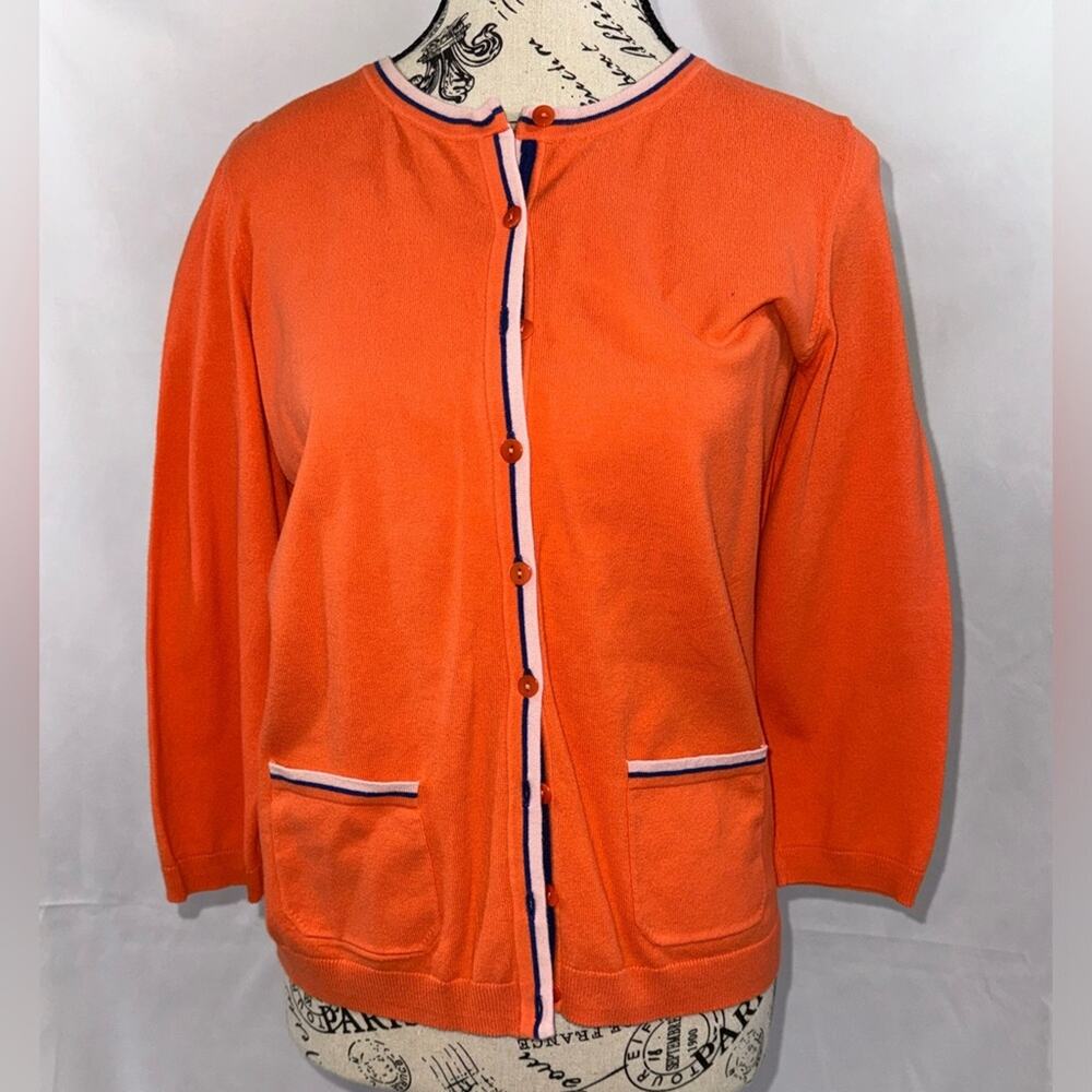 EUC: Talbots Lovely Orange 3/4 Sleeve Pima Cardigan